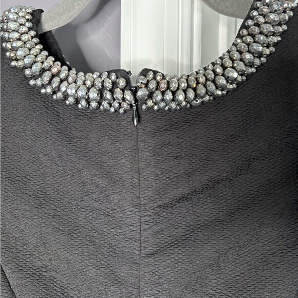 Guess Black Beaded Neck Long Sleeve Dress Zipper Back Sz Small